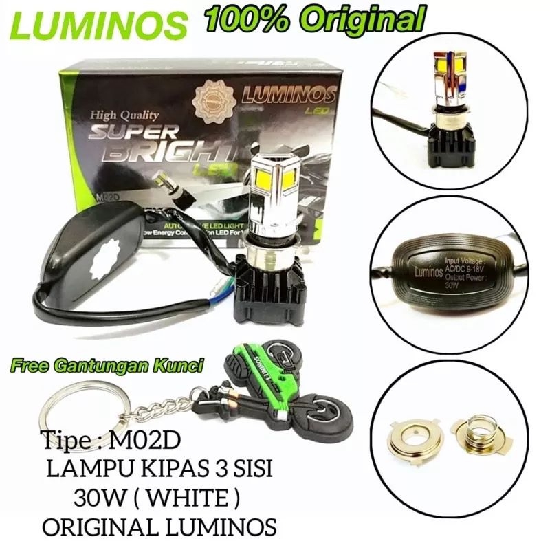 LAMPU LED LUMINOS ORIGINAL 3 SISI LAMPU DEPAN LED AC DC MOTOR MERK LUMINOS ORIGINAL