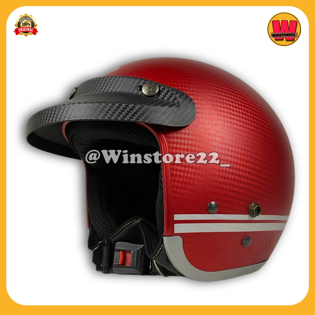 Helm Sepeda Motor Half Face Bogo Cargloss Injak Carbon Original warna Black Cream Silver PInk & Maro