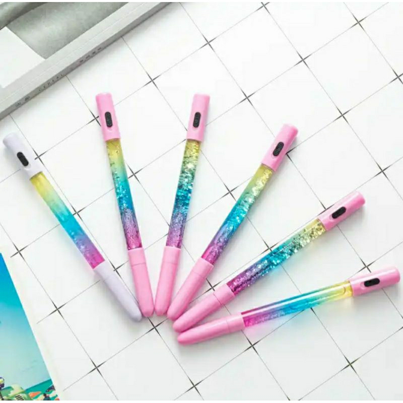 

Pena Glitter Led Glitter Sparkling Bulpen Rainbow Menyala Fairy Wand Pen
