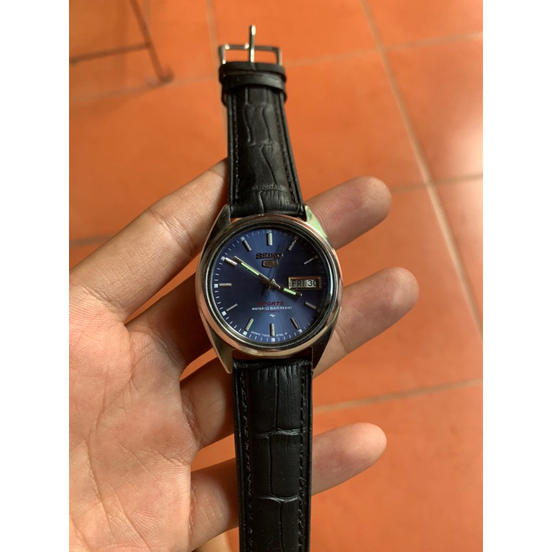 Jam Tangan Seiko 5 Dark blue dial caliber 7009 17Jewels Original
