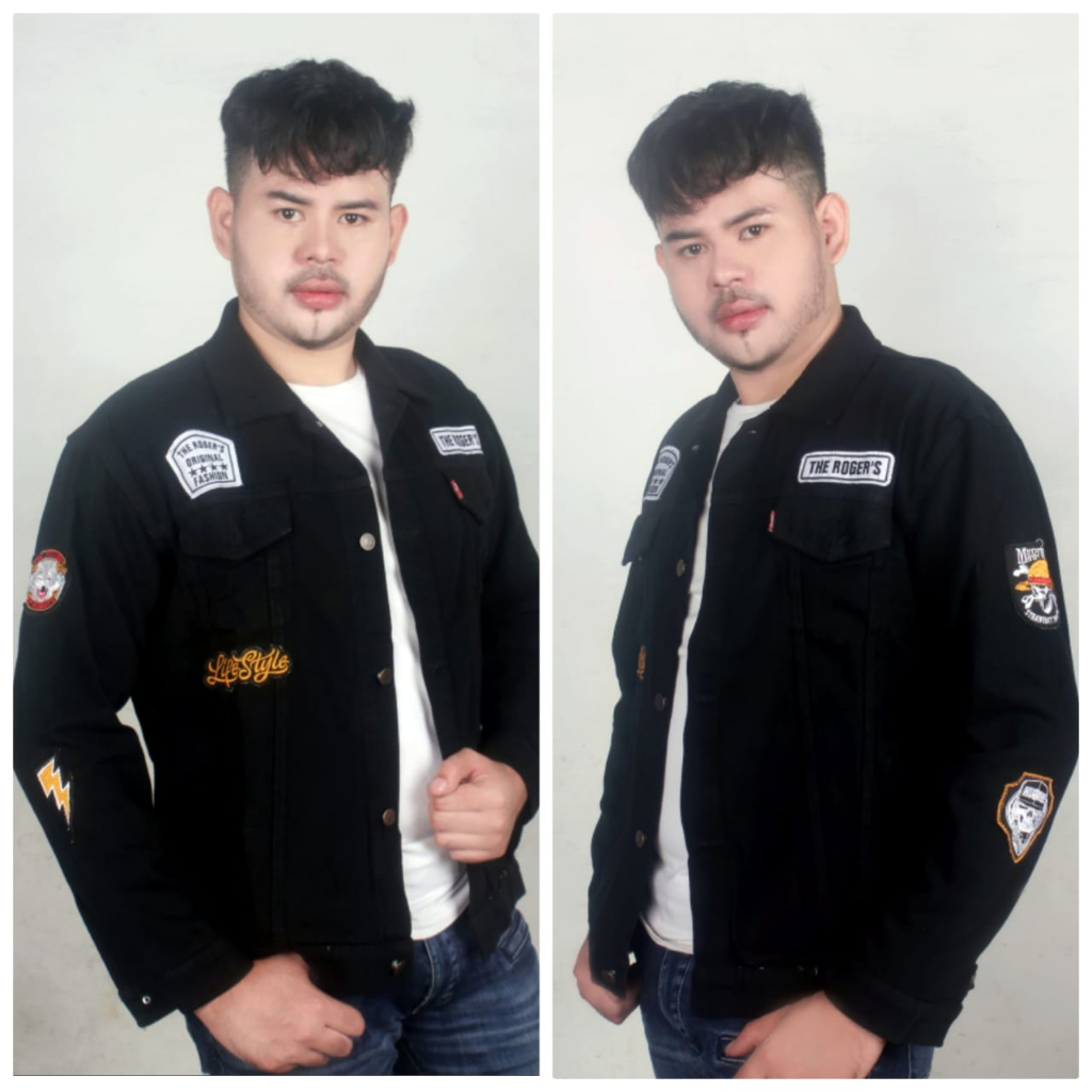 bayar ditempat/ jaket jeans pria motif emblem terbaru/ jaket jeans pria motif bordir/ jaket denim cowo kekinian
