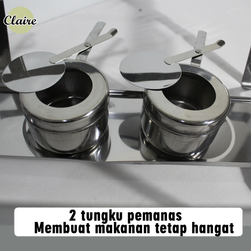 Prasmanan Jumbo 1 Sekat Set Wadah Saji Stainless Steel / Fast Food Dish Prasmanan 11 Liter