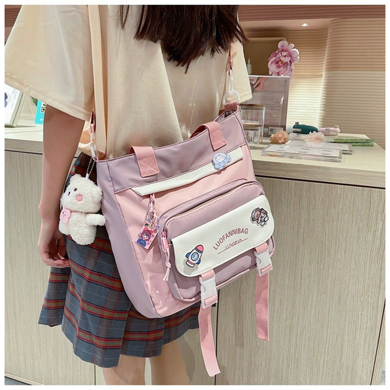 TASHAPPY EL 6785 Tas RANSEL Wanita 2IN1 Kanvas kekinian Ada Gantungan  import model korea supplier tas import
