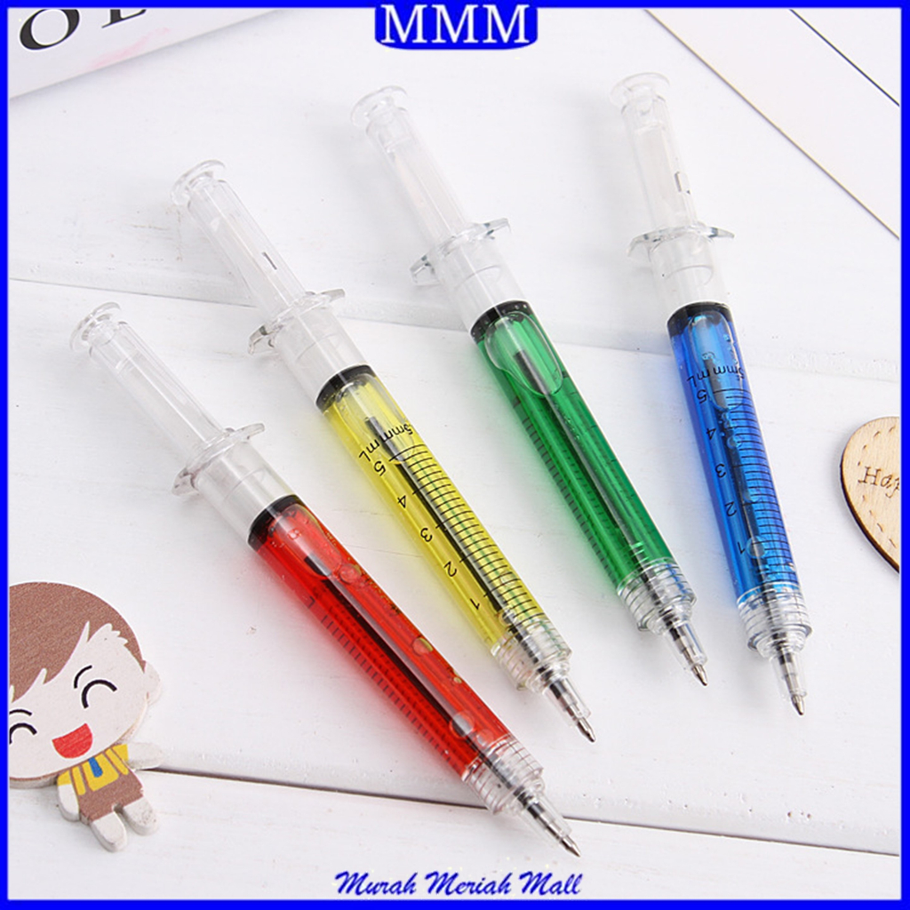 MMM Pulpen Tulis Bentuk Jarum Suntik Lucu Korean Syringe Ballpoint Pen Souvenir Aesthetic Fancy Pena Alat Tulis Anak Sekolah Murah Import