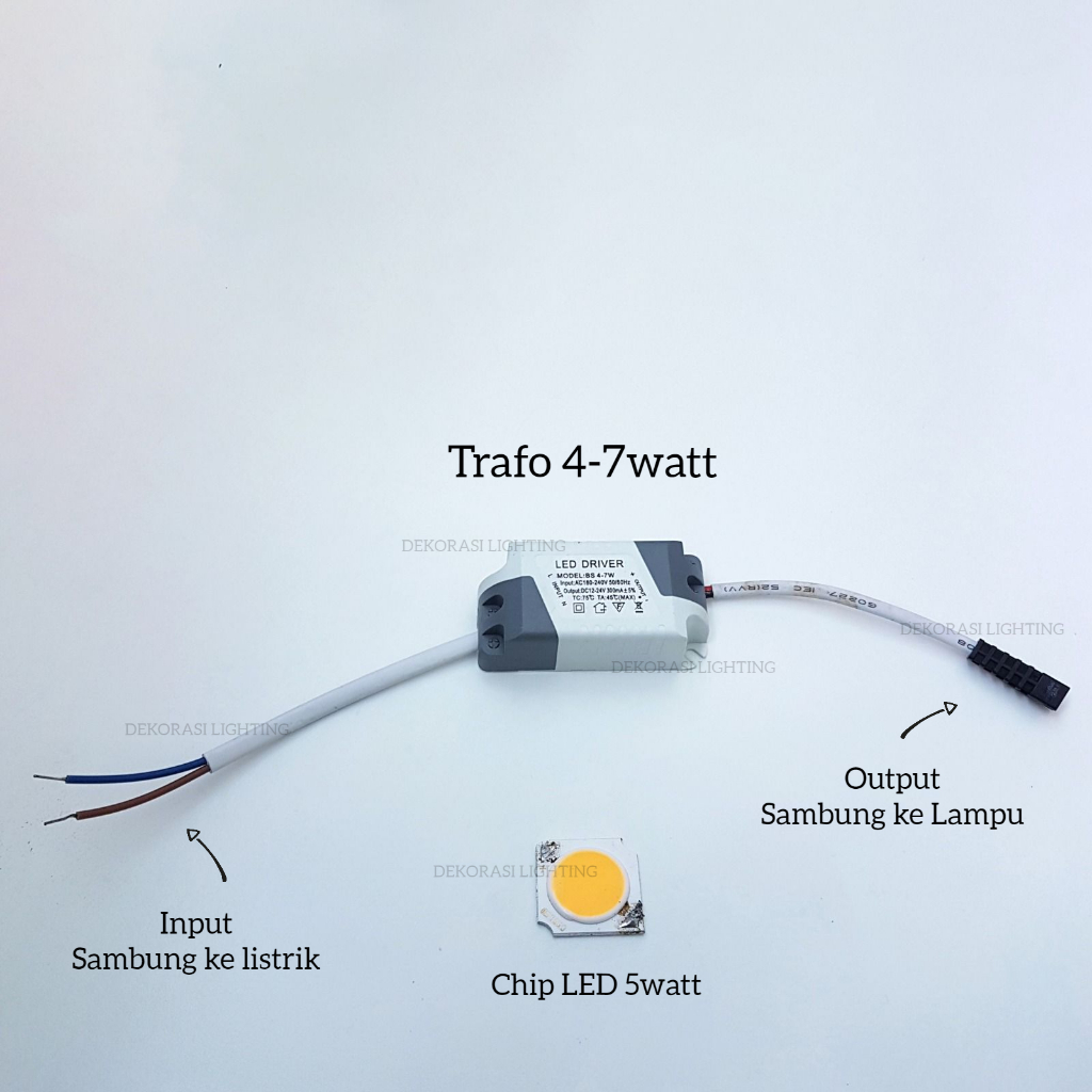 Lampu mata chip cob led 5watt trafo driver 12-24 VDC 300mA sparepart
