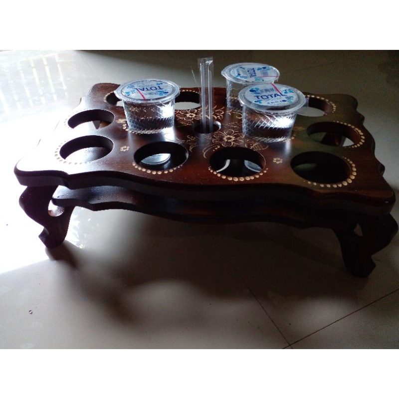 Tempat aqua mineral kayu jati