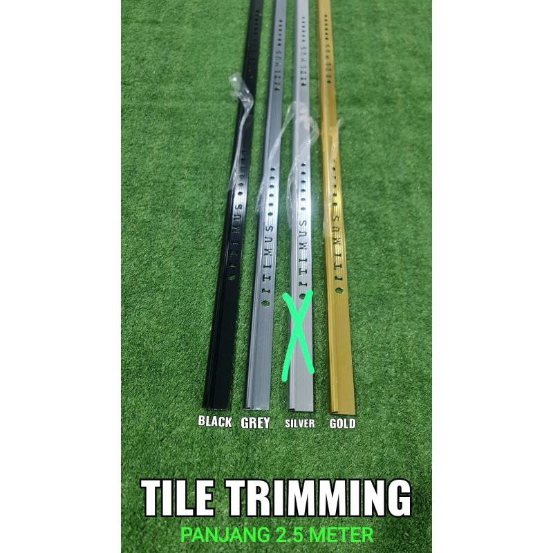 BON BON TRIMMER ALUMINUM UKURAN 2,5 METER UNTUK SIKU SUDUT KERAMIK GRANIT TILE TRIM KUKU MACAN CORNE