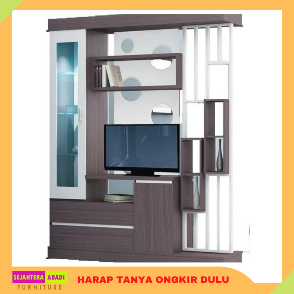 Siantano Furniture Bufet, divider, Lemari Penyekat Ruangan 2 Sisi DV05 Siantano Partisi Meja Rak TV 