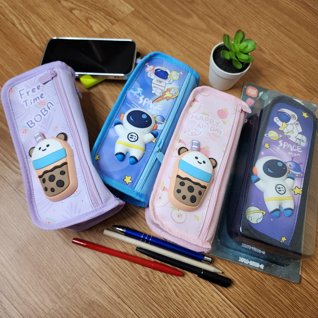 Kotak Pensil Squishy Resleting Import Tempat Pensil Anak Cewek Cowok 3D Timbul Muat Banyak