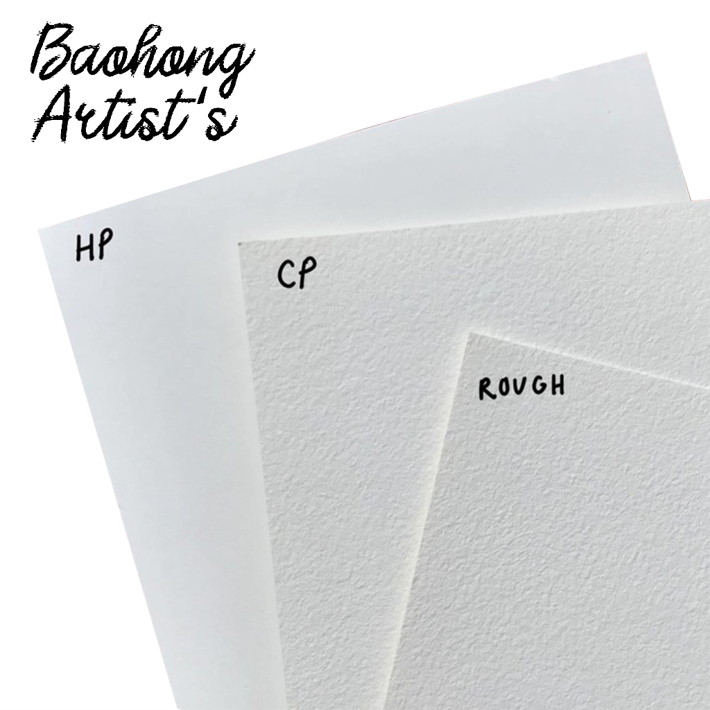 Watercolor Paper Sheet Baohong Artists 300gsm 100% cotton HP/CP/R - Kertas Cat Air Lembaran