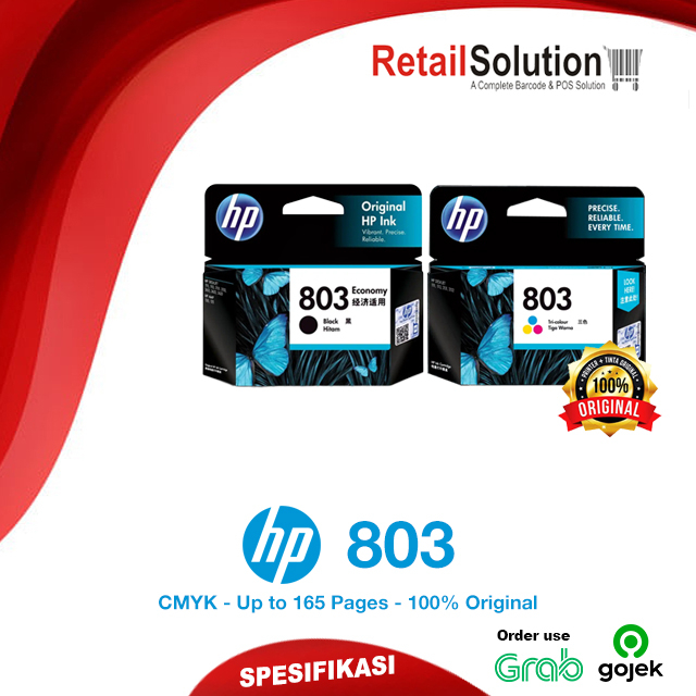 Tinta HP 803 CMYK - Original HP Cartridge HP 1115 2130 3630 Warna