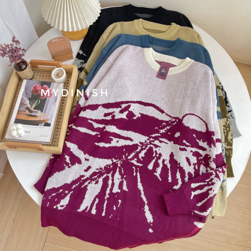 Loona Oversize Sweater Rajut Wanita Motif