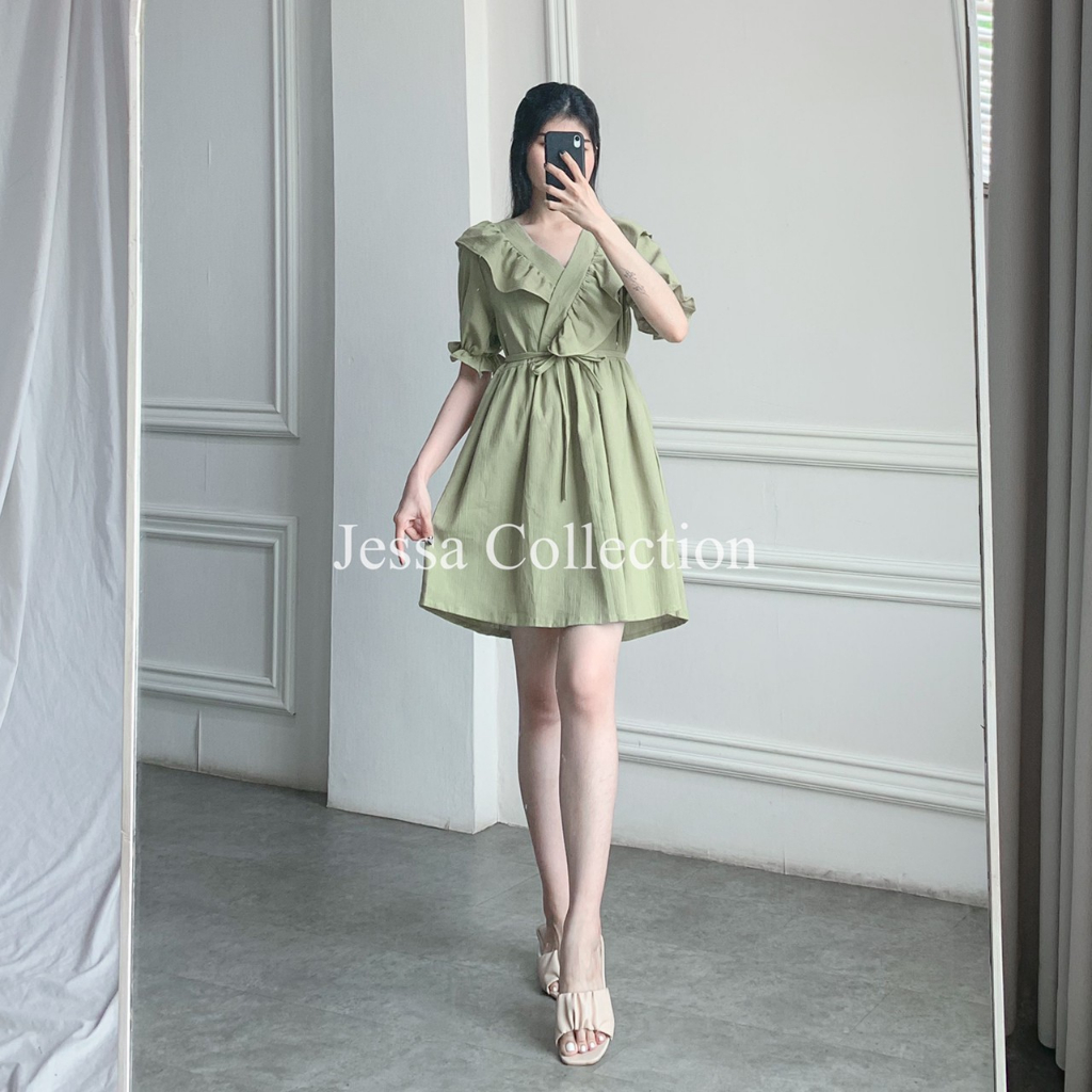 Premium Bysida Ruffle Dress TH 685 LINEN CRINKLE