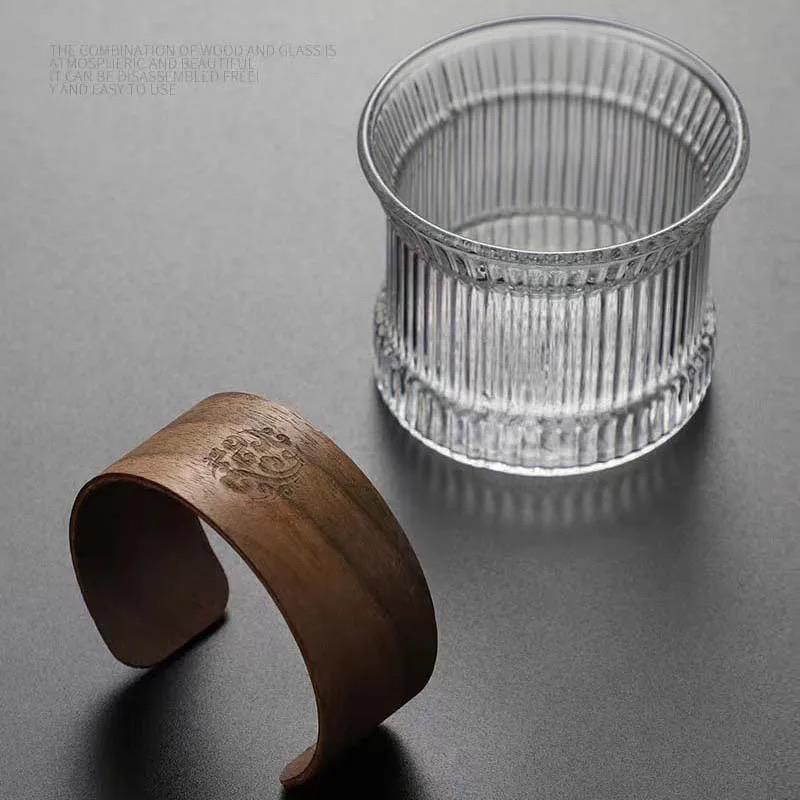 japanese style gelas cebol vertical walnut 150ml / gelas mug cangkir teh kopi whiskey wine sake aesthetic / coffee tea whisky cocktail cup