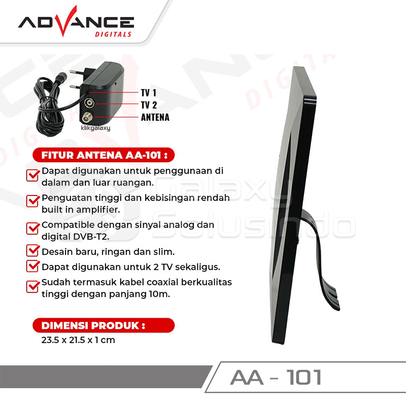 ADVANCE AA-101 Indoor Outdoor Digital Analog TV Antenna