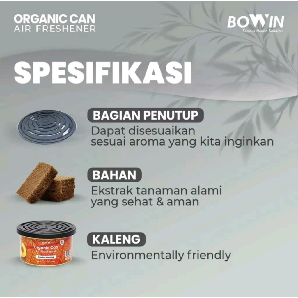 BOWIN Organic CAN Air Freshener / Parfum Mobil &amp; Ruangngan - Aromaterapy