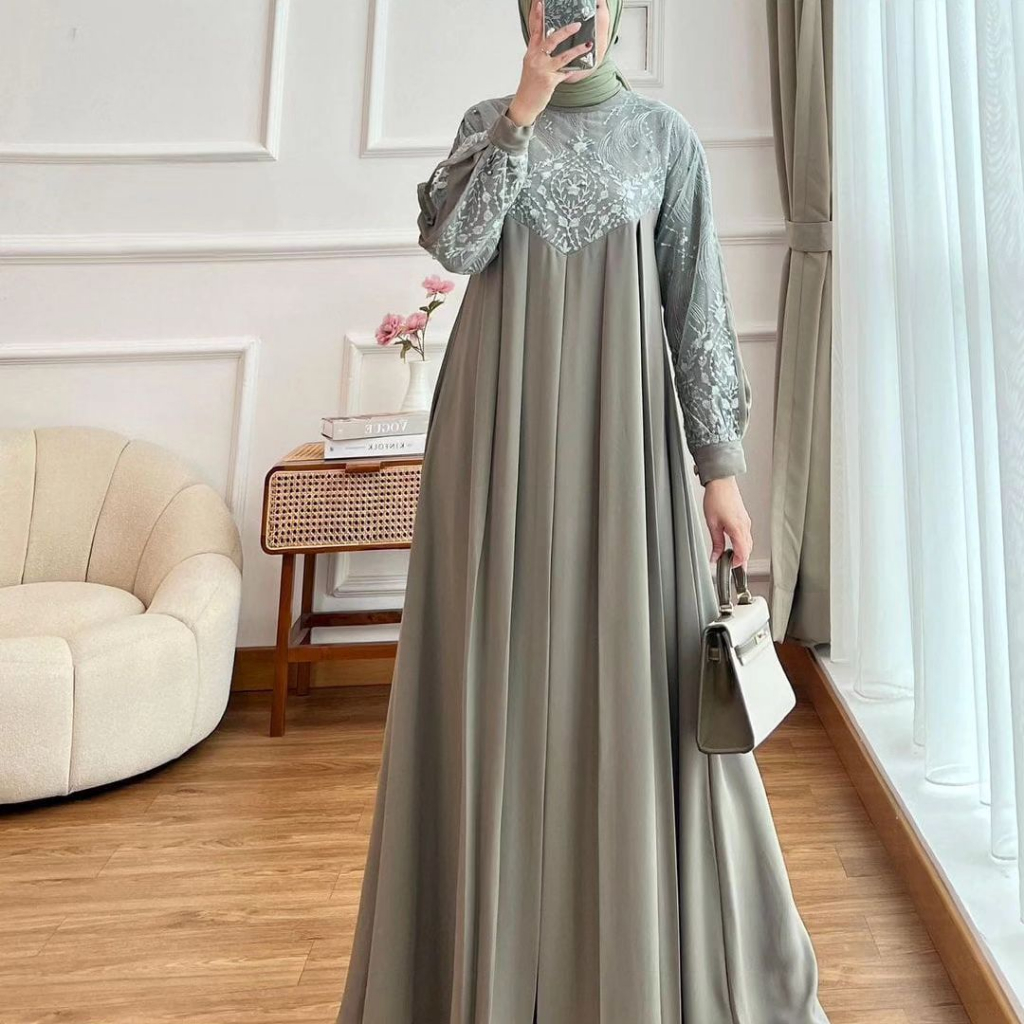 IRENA MAXY DRESS GAMIS CRINKLE AIRFLOW PREMIUM DRESS WANITA TERBARU 2023 GAMIS WANITA BAHAN CRINGKLE APLIKASI BORDIR MEWAH