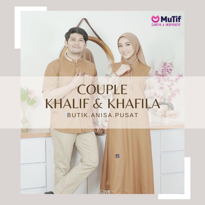 Couple Mutif Khafila dan Khalif Rustic Brown Gamis Khafila Koko Khalif