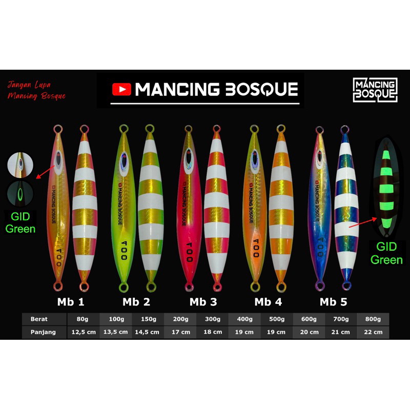 Metal Jig Mancing Bosque 80,100,150,200,300,400,500,600,700,800 gram