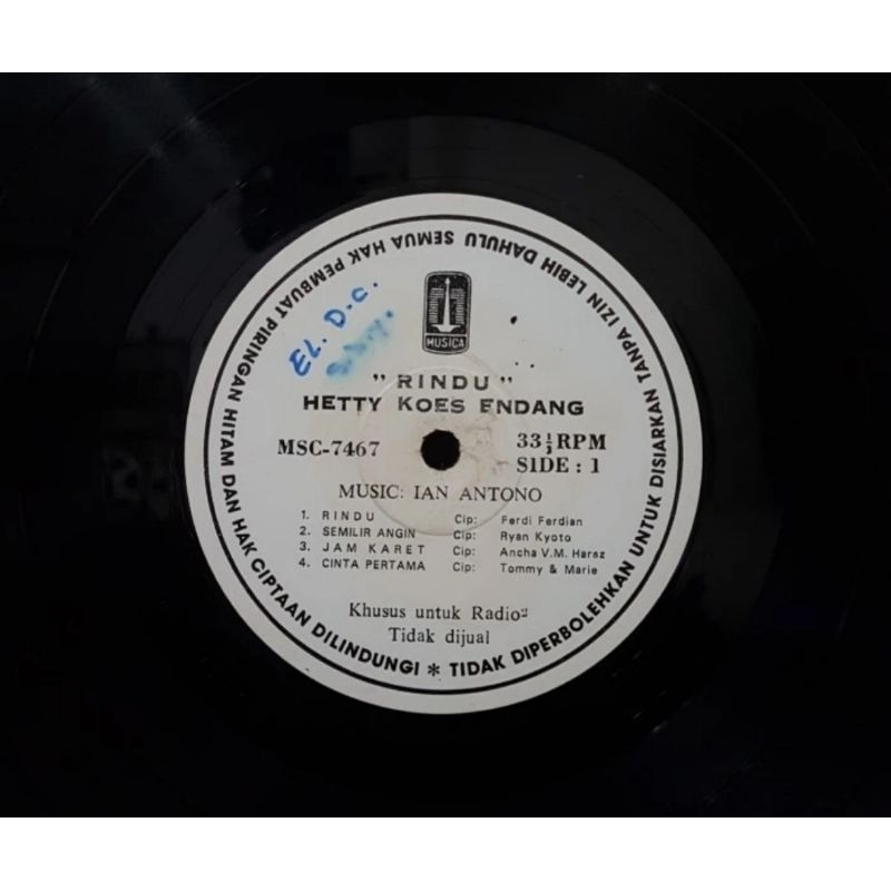 Vinyl Piringan Hitam 12 inchi Hetty Koes Endang-Rindu