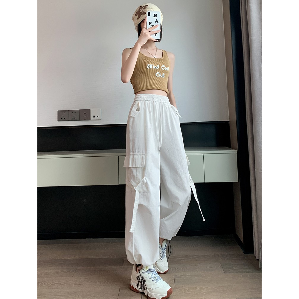 Cargo pants highwaist cargo celean jeans panjiang Highwaist Loose Cargo celana kuolt korean style kekinian 2023