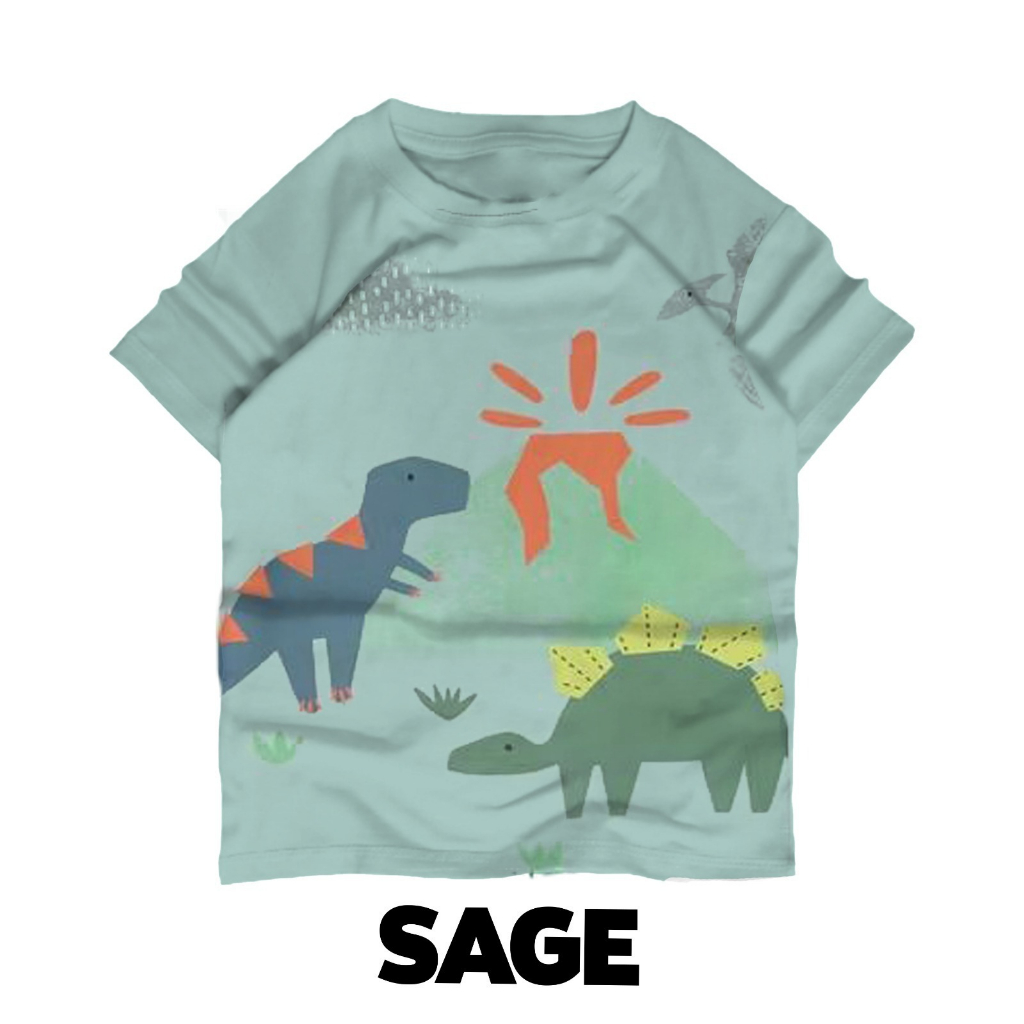 Baju Tyrex Anak Laki-laki DISTRO Dinosaurus Sage Gunung Berapi threepoint airlane Grosir Baju Anak Sage