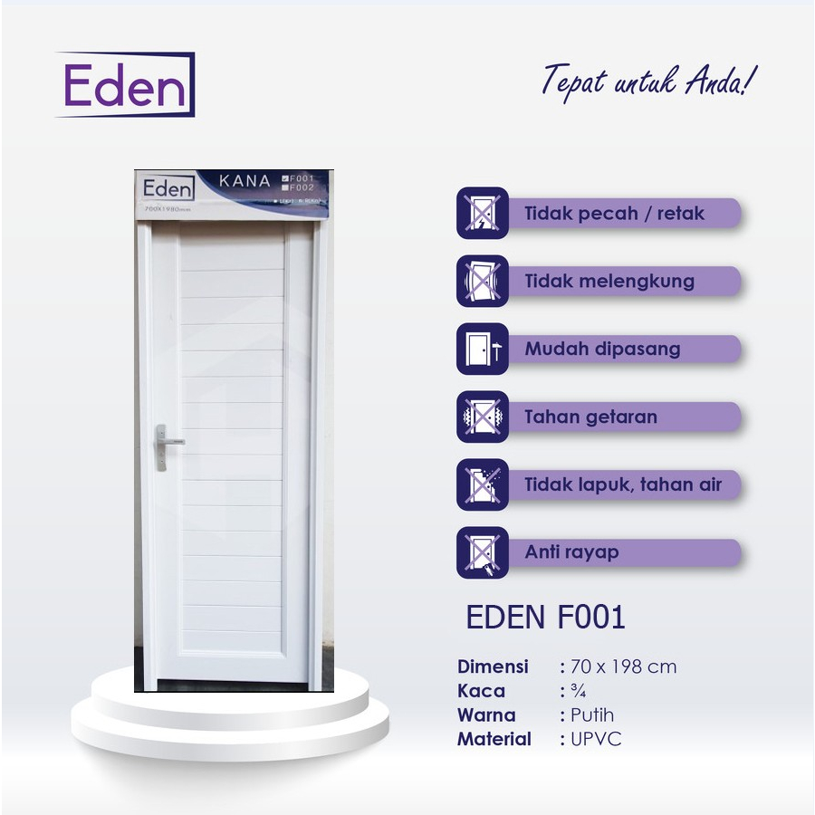 PINTU KAMAR MANDI PINTU PREMIUM UPVC EDEN PUTIH