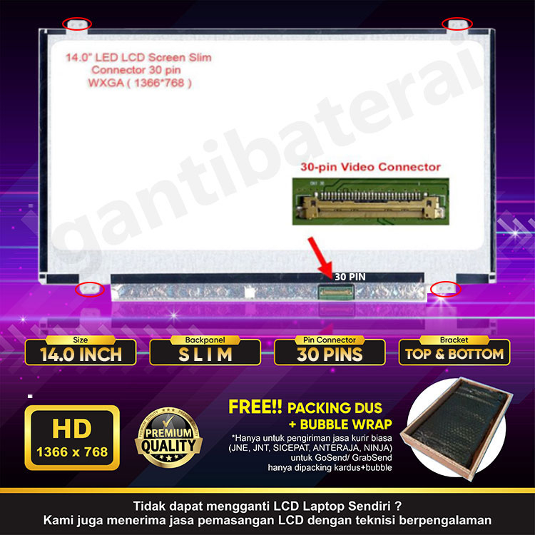 Layar LCD LED Laptop Acer Aspire Z476 31TB Series 14.0 inch