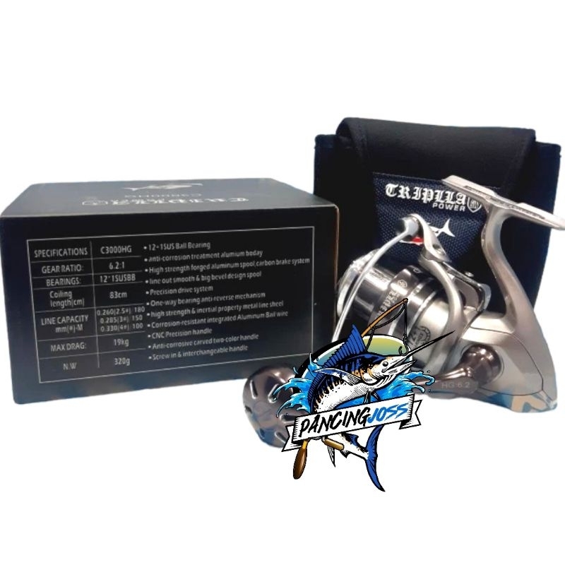 REEL SPINNING G TECH TRIPLLA SW C3000HG POWER HANDLE DRAG 19KG
