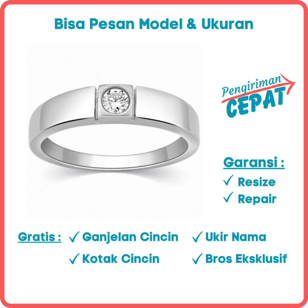 Gratis Tulis Nama Garansi Platina Asli Bisa Pesan Model Cincin Nikah Platinum Kawin Tunangan Id350