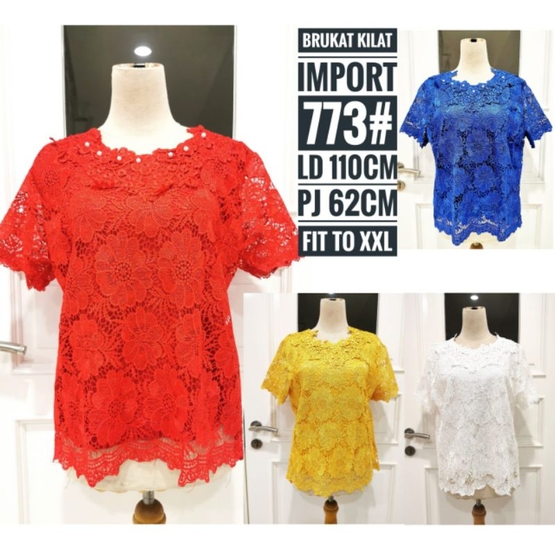 773# Atasan Brokat Kilat Mutiara 7Tile Import