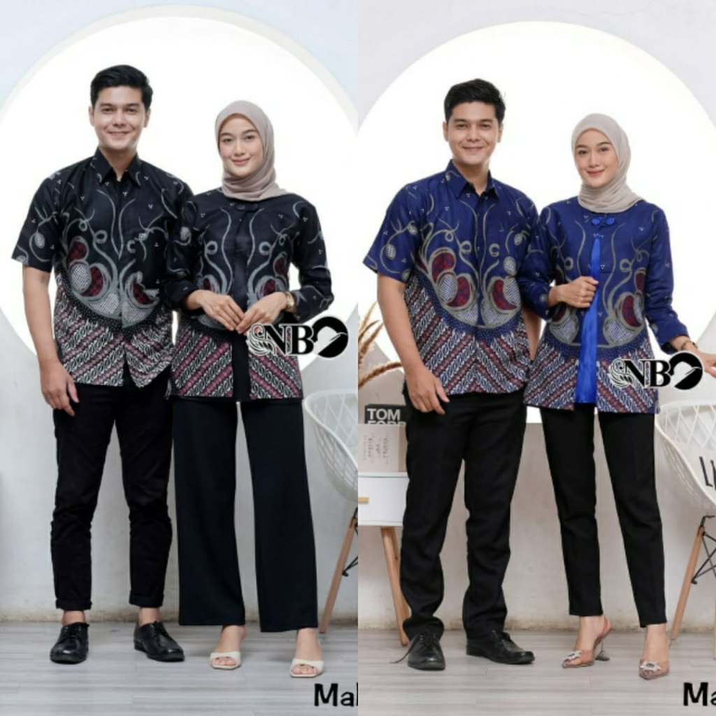 Batik wanita ASJ SA HRB026 Kenongo Kemeja Tosca Pendek Batik Fashion Baju Wanita - couple batik wanita