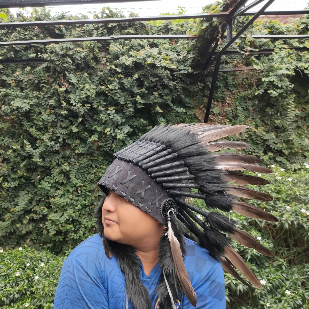 TOPI INDIAN - INDIAN HEADDRESS SMALL ANGSA BILABONG FULL BLACK