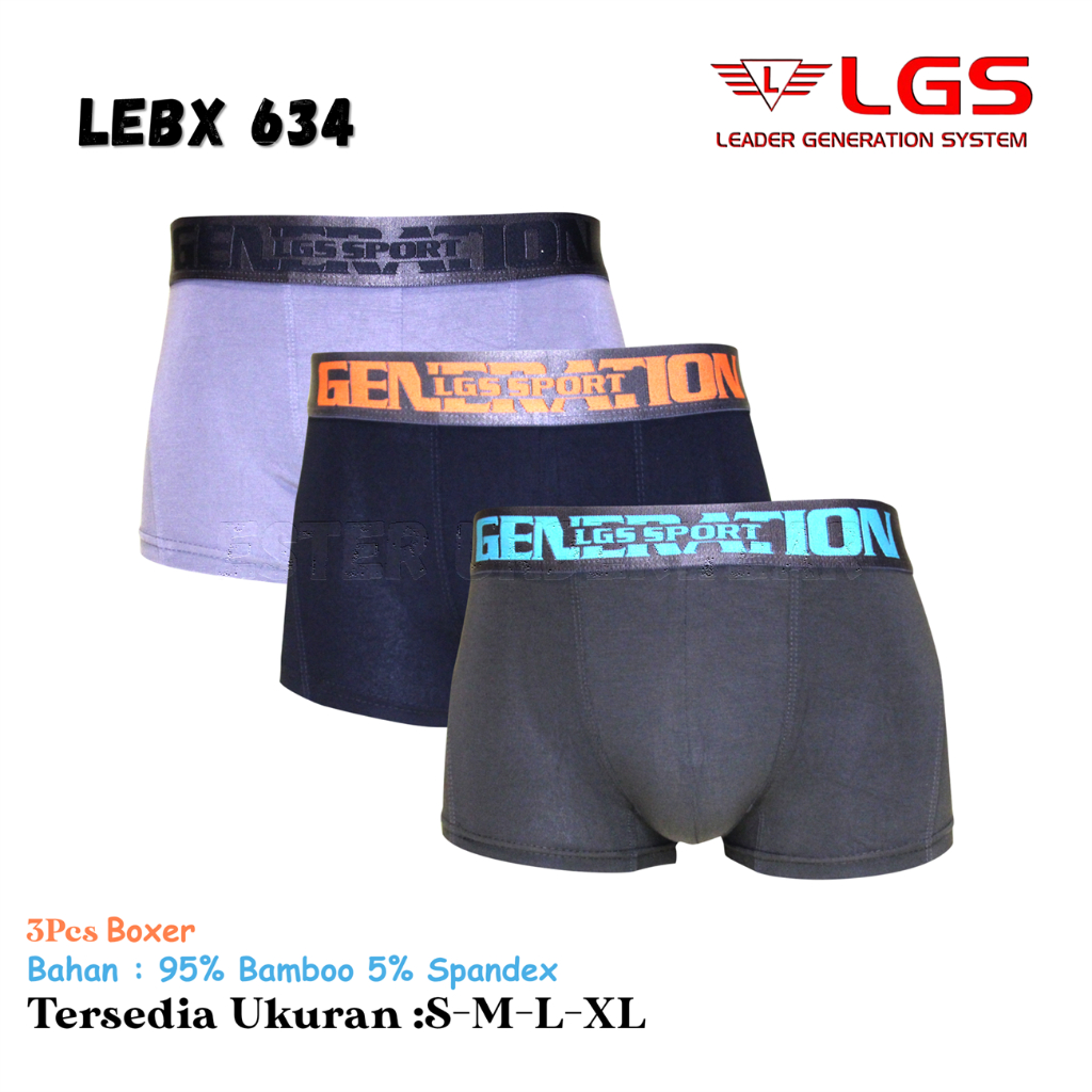 LGS Mens Underwear Premium Celana Boxer Pria LGS 634 Isi 3 Pcs