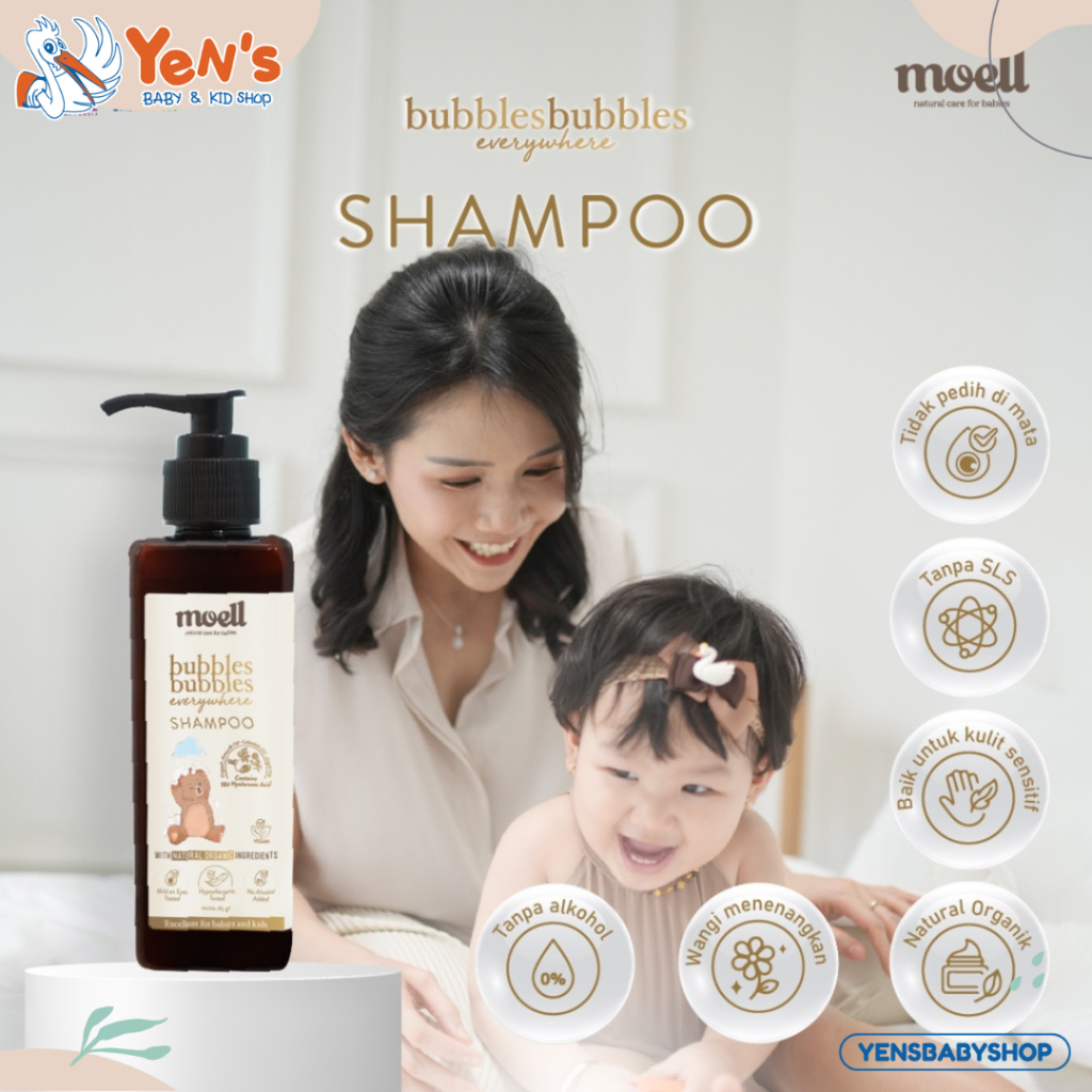 Moell Bubbles Bubbles Everywhere Shampoo 185gr / Shampo bayi / natural organic