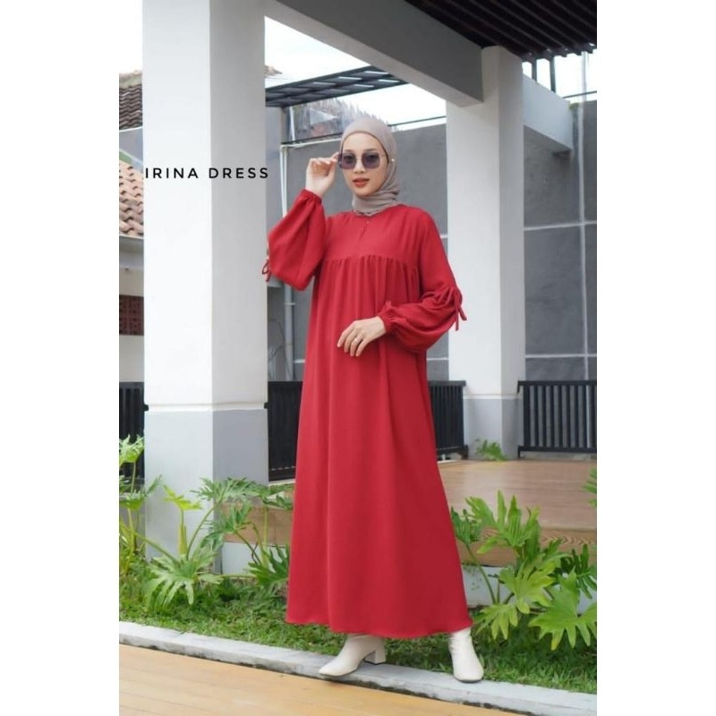 Irina Maxi Dress Wanita Rayon / Gamis Wanita Muslimah Tali Samping Busui