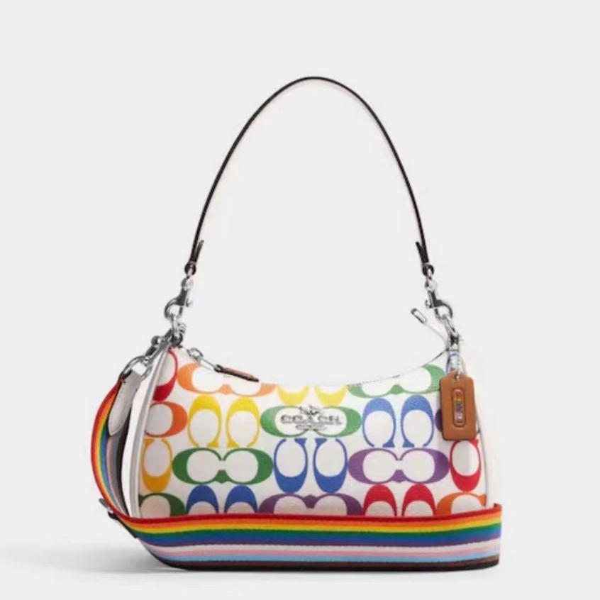 Coach Original CA176 Rainbow Emblem Underarm Bag Teri Mahjong Bag Single Shoulder Bag Crossbody Bag  yxb