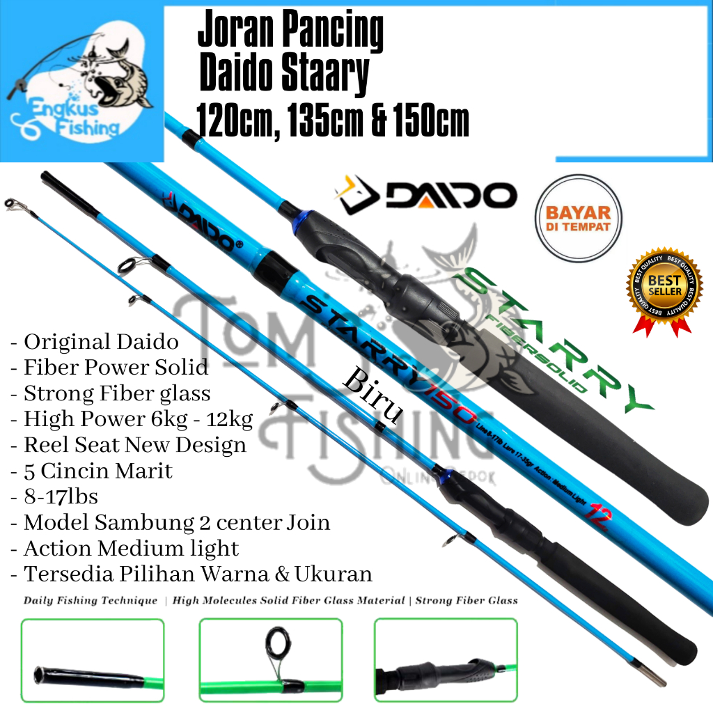 Joran Pancing Daido Staary 120cm - 150cm (7-18lbs) Fiber Solid High 12kg Murah - Engkus Fishing