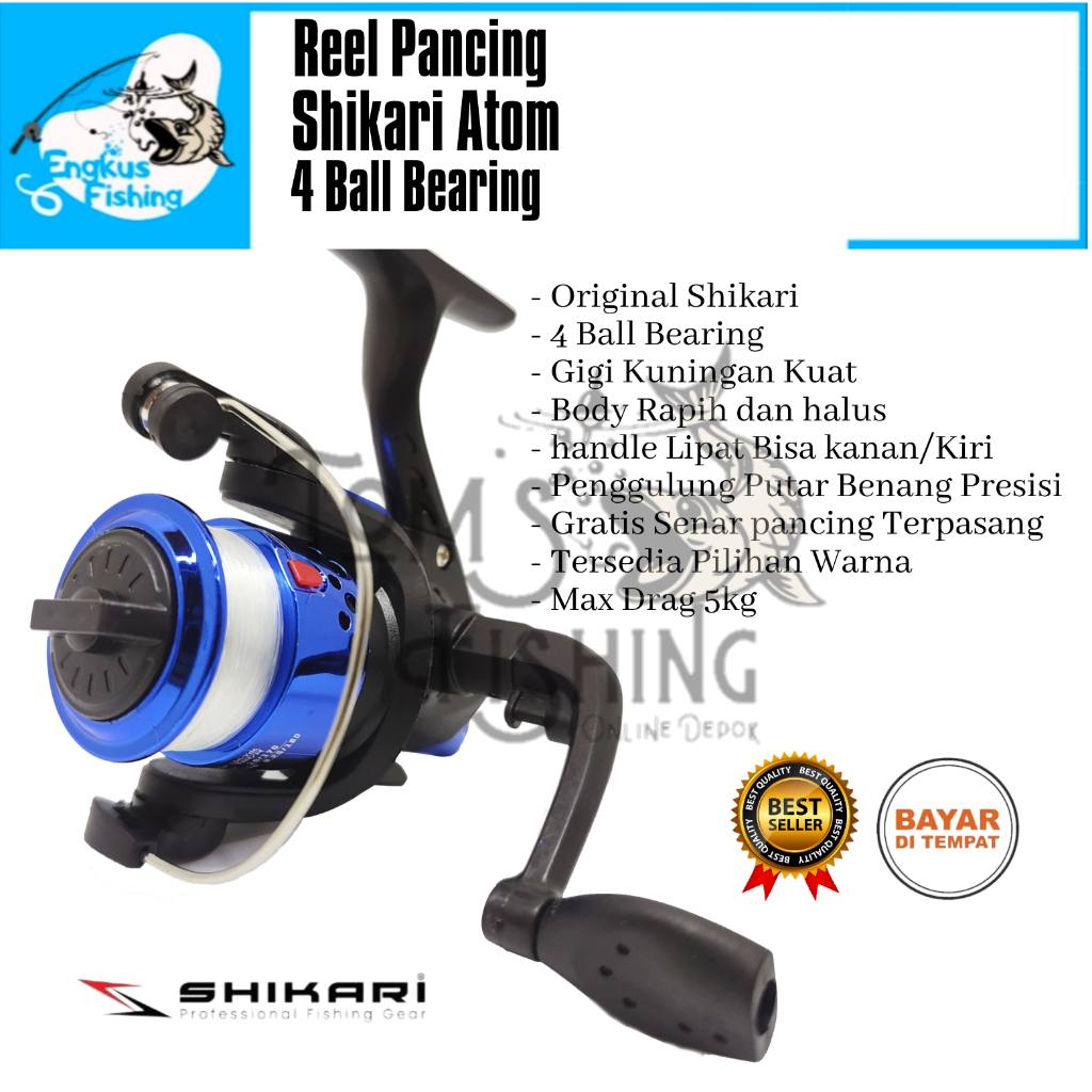 Reel Pancing Shikari Atom Murah 4 Bearing (Gratis Senar) Murah - Engkus Fishing