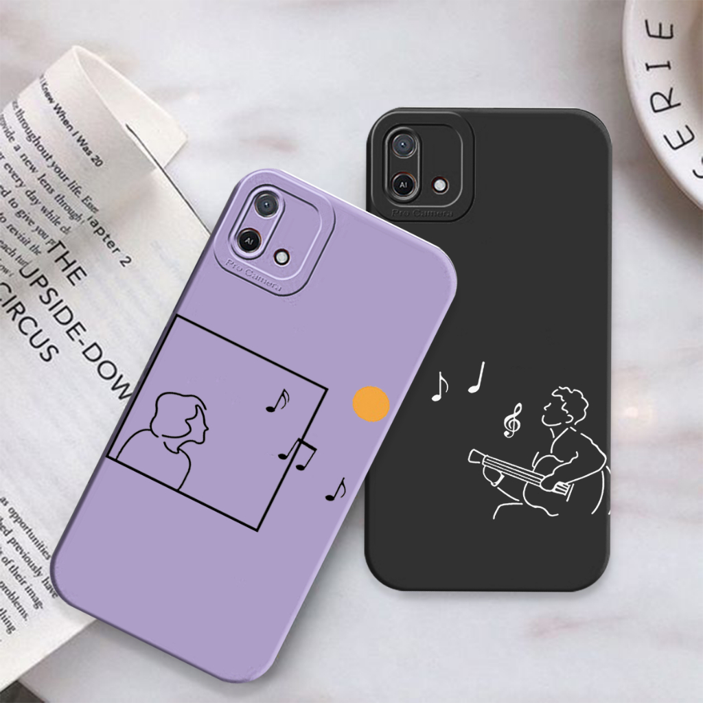 [Opk10] Case Silicon Liquid Square Edge For OPPO A16K/A16E MOTIF COUPLE KEKINIAN - Case Guitar - Sof