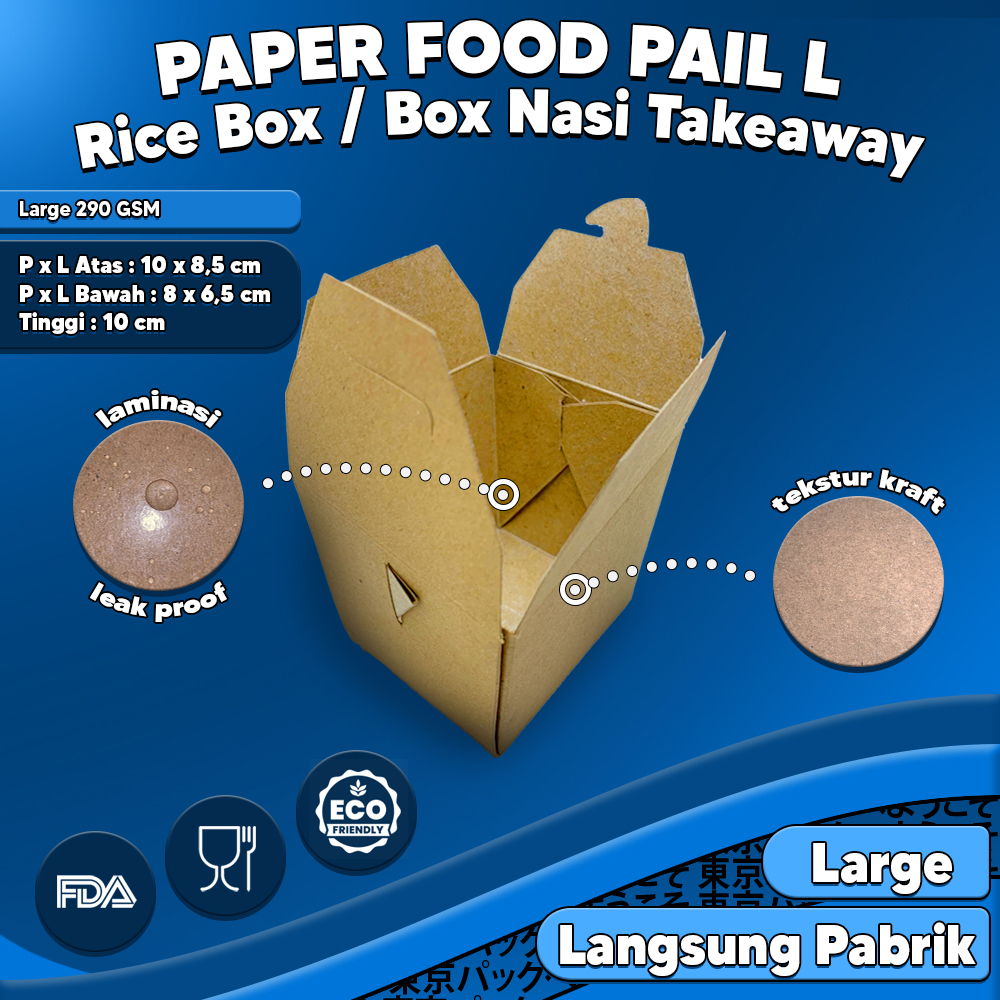 PAPER FOOD PAIL /RICE BOX PAPER/FOOD PAIL BOX MEDIUM/LARGE MURAH