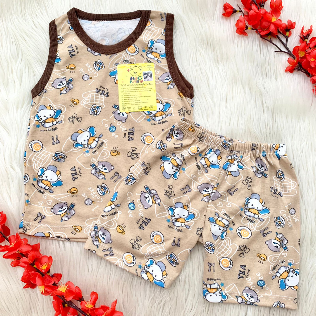 BB setelan singlet celana pendek motif hewan lucu bestseller fashion anak bayi cewek cowok baby boy girl murah