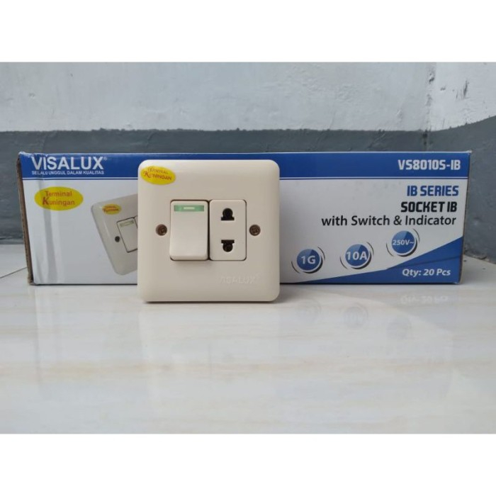 Saklar + Stop Kontak Inbow Visalux VS-8010S IB Tanam Terminal Kuningan