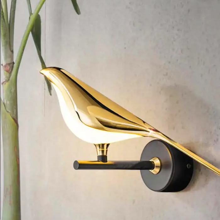 Lampu Tembok Lampu Hiasan Dinding Kamar Aesthetic Golden Bird LED Light