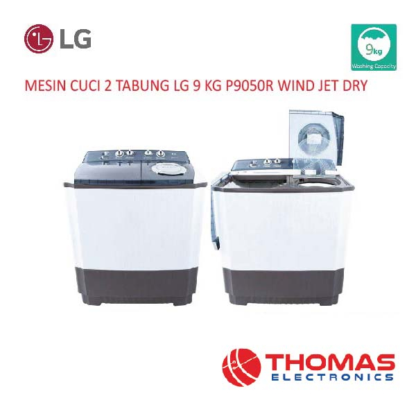 Mesin Cuci 2 Tabung LG P9050R LG 9 Kg Twin Tub Wind Jet Dry P 9050 R P9050R GARANSI