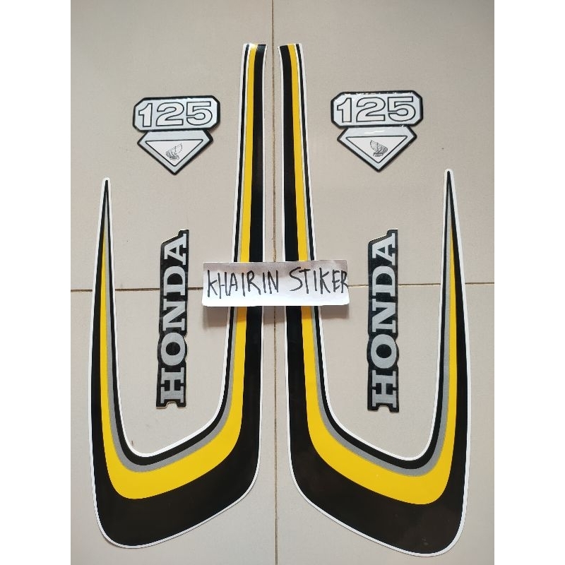 striping stiker cb100 cb 125 hitam kuning 1976 76
