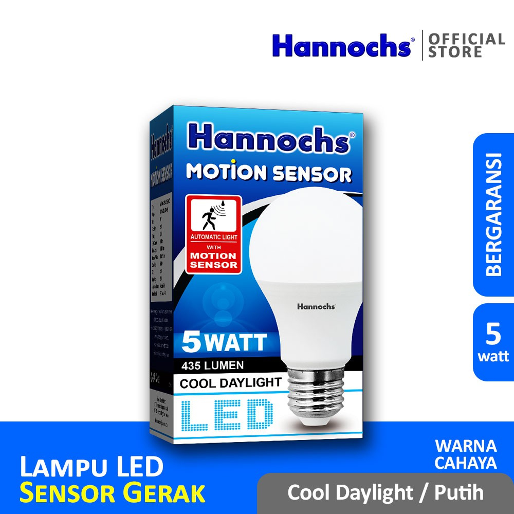 (JB99) Hannochs Lampu Led Motion Sensor 5 watt cahaya Putih