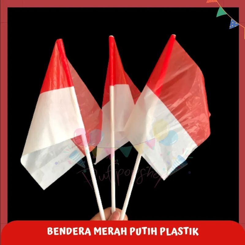 BENDERA TANGAN MERAH PUTIH GAGANG PLASTIK ISI 100 MURAH / BENDERA PAWAI / BENDERA MERAH PUTIH STIK