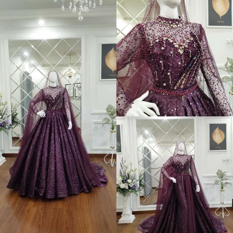 NEW GAUN 3IN.1 SUPER PREMIUM/GAUN SEQIIN CRONOLIN  PENGANTEN 3 IN 1   MEWAH/BAJU PENGANTIN CRINOLIN MODEL TERBARU/GAUN SLIM DRESS/GAUN MODREN /GAUN PENGANTIN BEREKOR/WEDDING DRESS