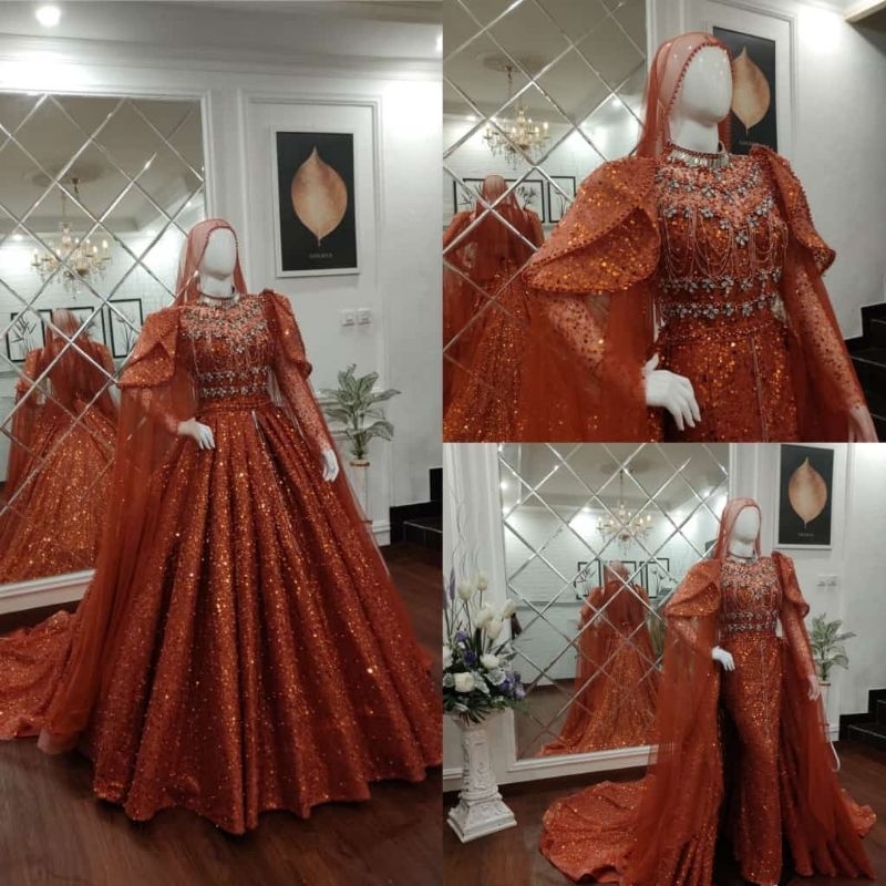 NEW GAUN 3IN.1 SUPER PREMIUM/GAUN SEQIIN CRONOLIN  PENGANTEN 3 IN 1   MEWAH/BAJU PENGANTIN CRINOLIN MODEL TERBARU/GAUN SLIM DRESS/GAUN MODREN /GAUN PENGANTIN BEREKOR/WEDDING DRESS